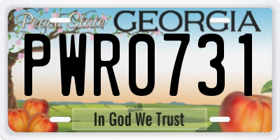 GA license plate PWR0731