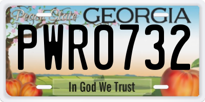 GA license plate PWR0732