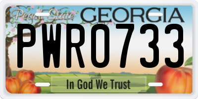 GA license plate PWR0733