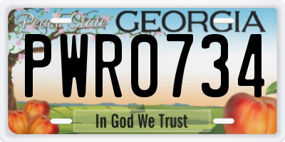 GA license plate PWR0734