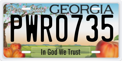 GA license plate PWR0735
