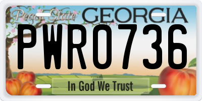GA license plate PWR0736