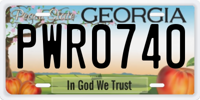 GA license plate PWR0740