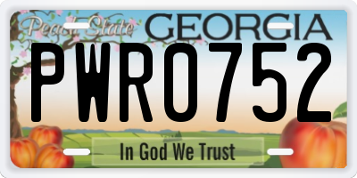 GA license plate PWR0752
