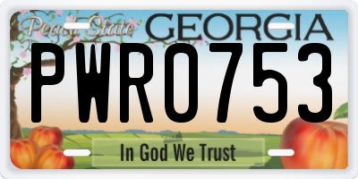 GA license plate PWR0753