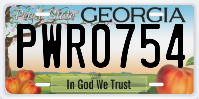 GA license plate PWR0754