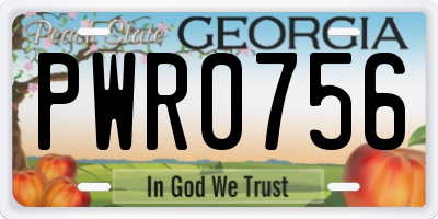GA license plate PWR0756