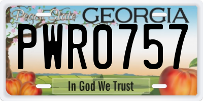 GA license plate PWR0757