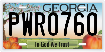 GA license plate PWR0760
