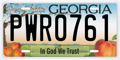 GA license plate PWR0761