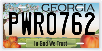 GA license plate PWR0762