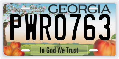 GA license plate PWR0763