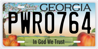 GA license plate PWR0764