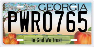 GA license plate PWR0765