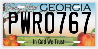 GA license plate PWR0767