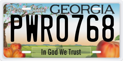 GA license plate PWR0768