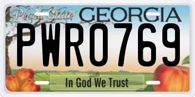 GA license plate PWR0769