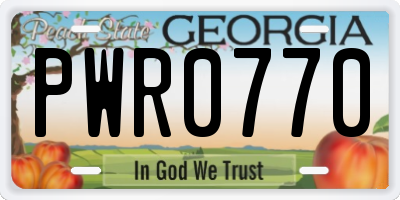GA license plate PWR0770