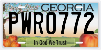 GA license plate PWR0772