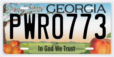 GA license plate PWR0773