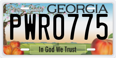 GA license plate PWR0775