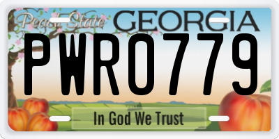 GA license plate PWR0779