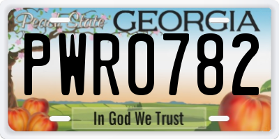 GA license plate PWR0782
