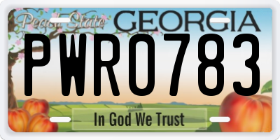 GA license plate PWR0783