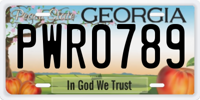 GA license plate PWR0789