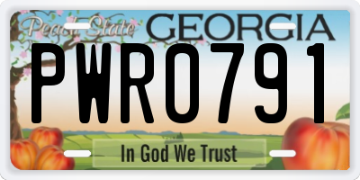 GA license plate PWR0791