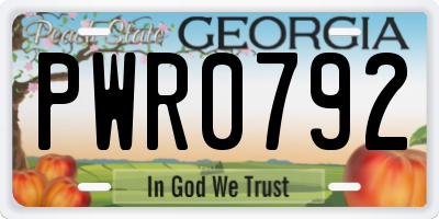 GA license plate PWR0792