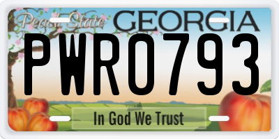 GA license plate PWR0793