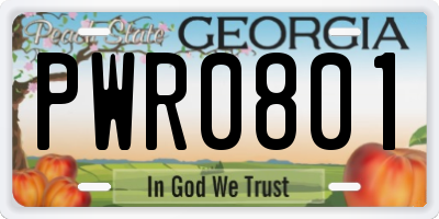 GA license plate PWR0801