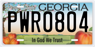 GA license plate PWR0804