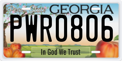 GA license plate PWR0806