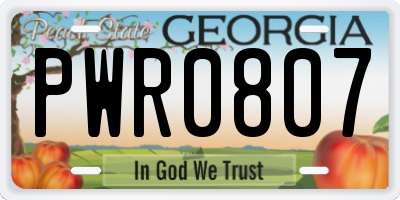 GA license plate PWR0807