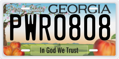 GA license plate PWR0808
