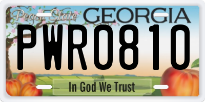 GA license plate PWR0810