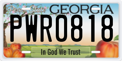 GA license plate PWR0818