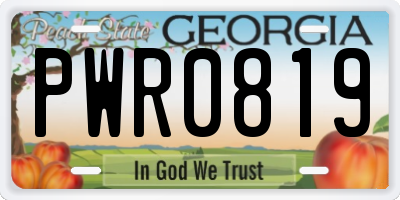 GA license plate PWR0819