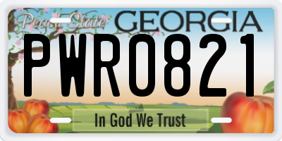 GA license plate PWR0821