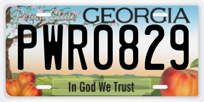 GA license plate PWR0829