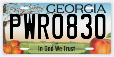 GA license plate PWR0830