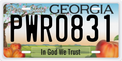GA license plate PWR0831