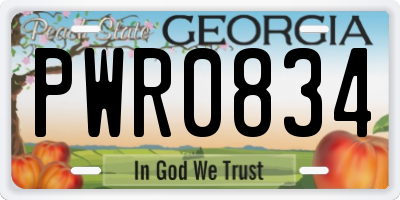 GA license plate PWR0834