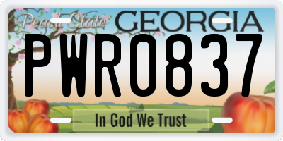GA license plate PWR0837