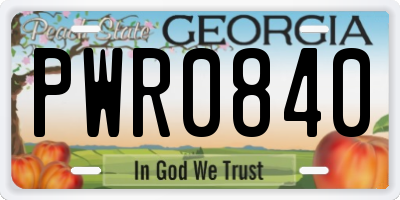 GA license plate PWR0840