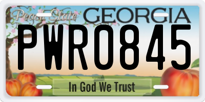 GA license plate PWR0845