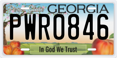 GA license plate PWR0846