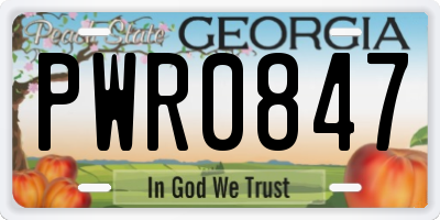 GA license plate PWR0847